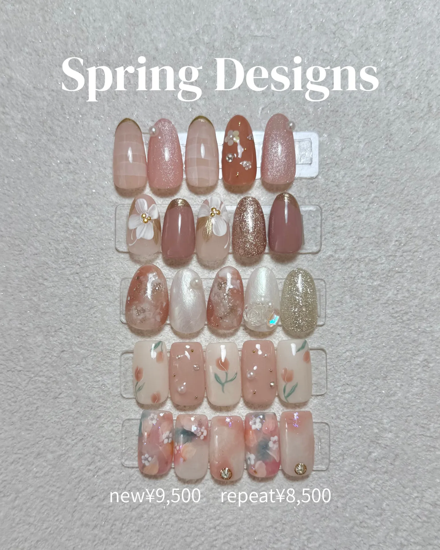  30代からの春ネイル。指先がきれいに見える定額デザイン