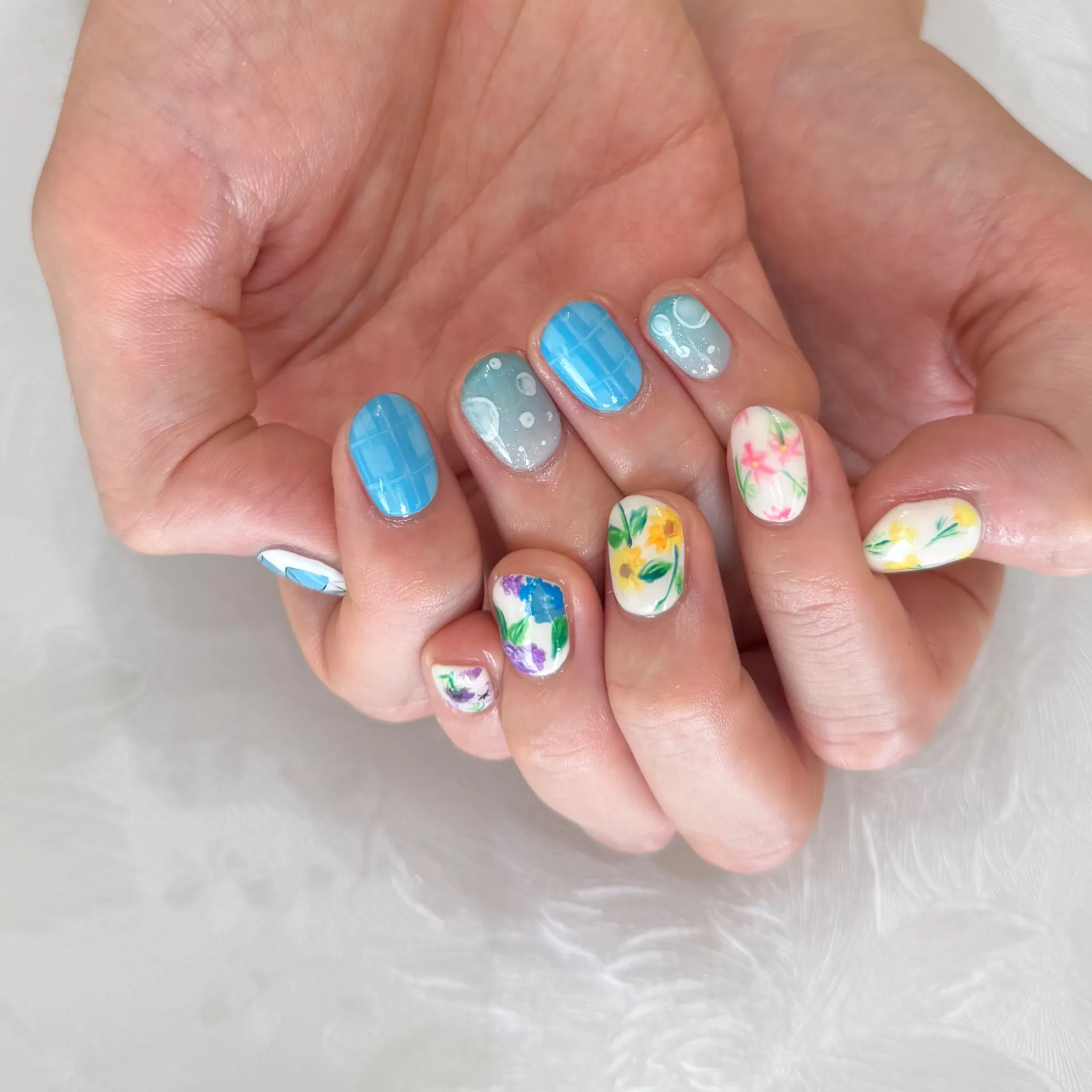 【名古屋ネイル】お持ち込みニュアンスアート×春フラワーデザイン